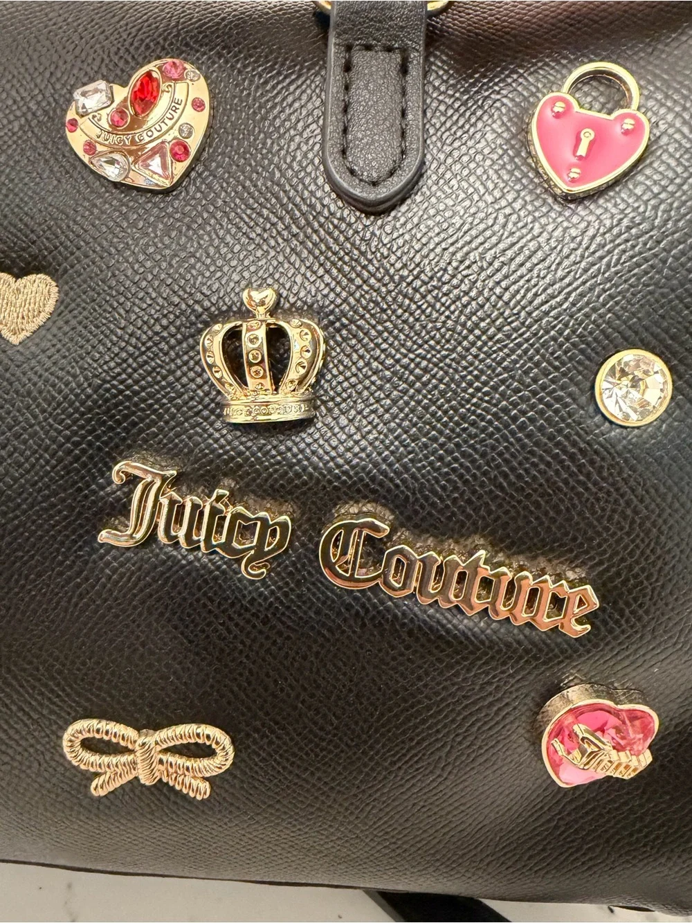 Juicy Couture Black Satchel with Gold & Pink Accents